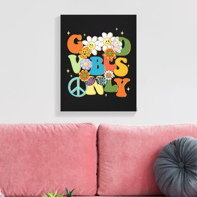 God Vibes Typography Illustration Canvastryck (Insitu (Vardagsrum))