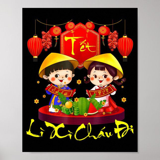 God vietnamesisk lunnyår Tet-helg Li Xi  Poster (Framsidan)