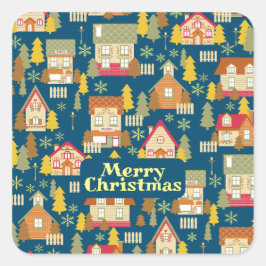 God Village Sticker Fyrkantigt Klistermärke