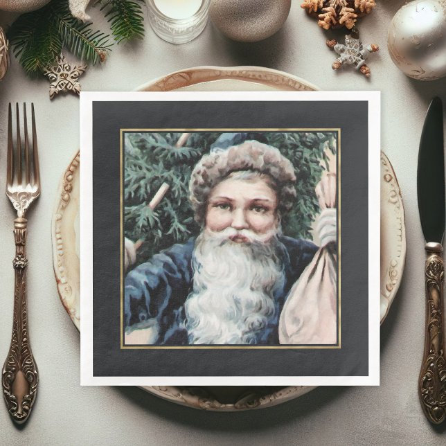 God Vintage Jultomten jul Pappersservett (Christmas dinner napkins, vintage Santa Claus paper dinner napkins for Christmas Holiday)