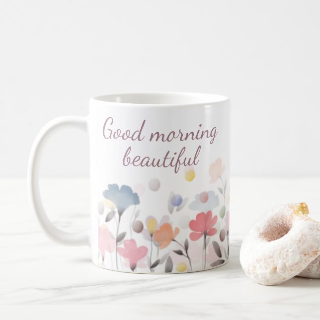 God Watercolor Art Flowers Kaffemugg (Med munk)