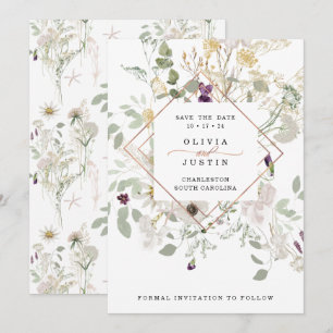 God Wildblommor Fintvätt Ro Guld Geometric Spara Datumet