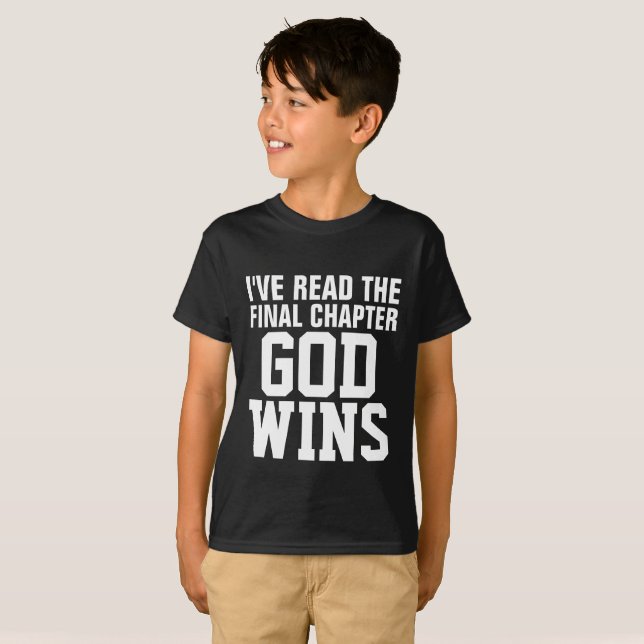 GOD WINS CHRISTIAN T-SHIRTS (Hel framsida)