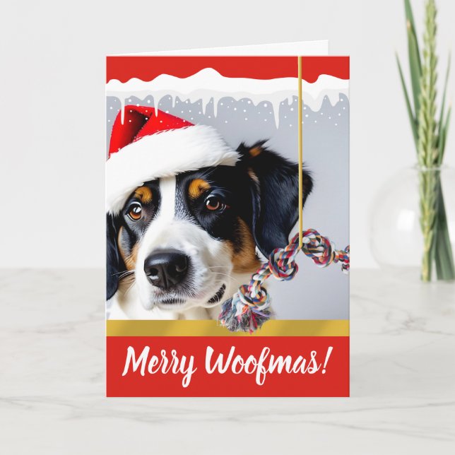 God Woofmas-julafton i Snö Helgkort (Framsida)