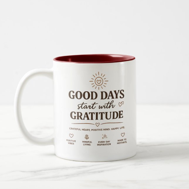 Goda dagar börjar med tacksamhet Positiv mugg (Vänster)
