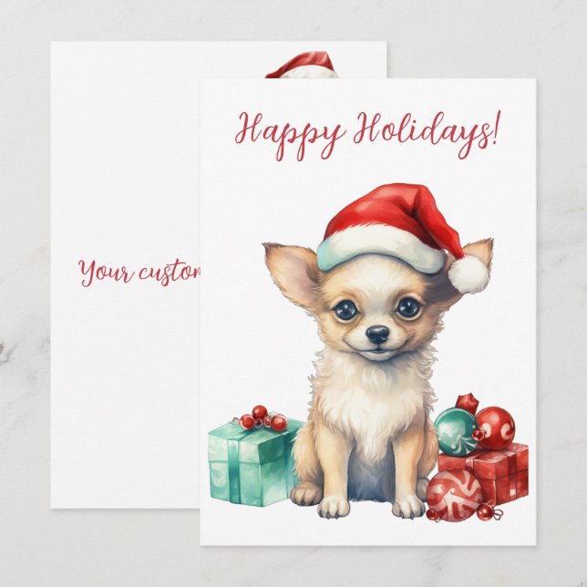 Goda Glad helg Chihuahua Watercolor Cards (Fram/baksida)