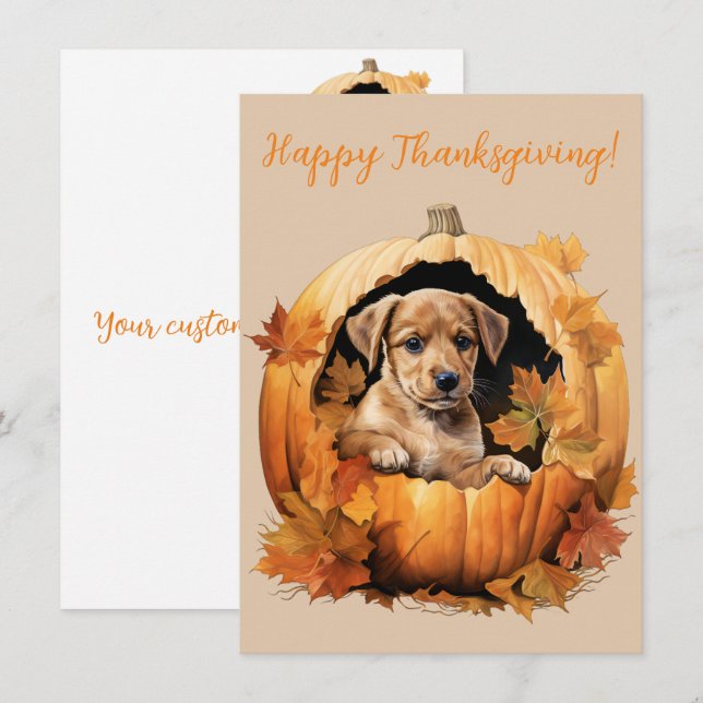 Goda Happy thanksgiving Puppy Watercolor Cards (Fram/baksida)