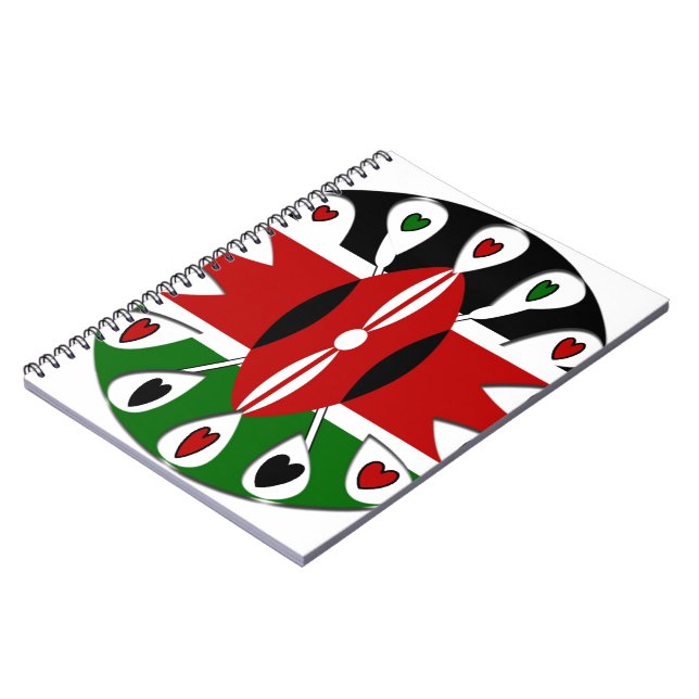 Goda hörningar Kenya: Flagga Art Motif Anteckningsbok Med Spiral (Vänstra Sidan)