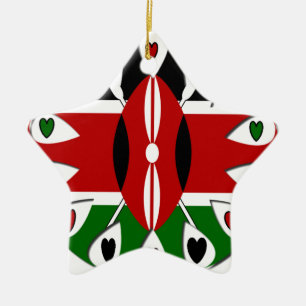 Goda hörningar Kenya: Flagga Art Motif Julgransprydnad Keramik
