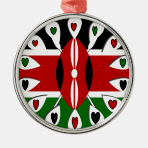 Goda hörningar Kenya: Flagga Art Motif Julgransprydnad Metall