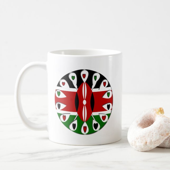 Goda hörningar Kenya: Flagga Art Motif Kaffemugg (Med munk)