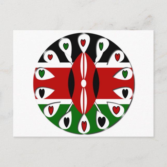 Goda hörningar Kenya: Flagga Art Motif Vykort (Framsida)