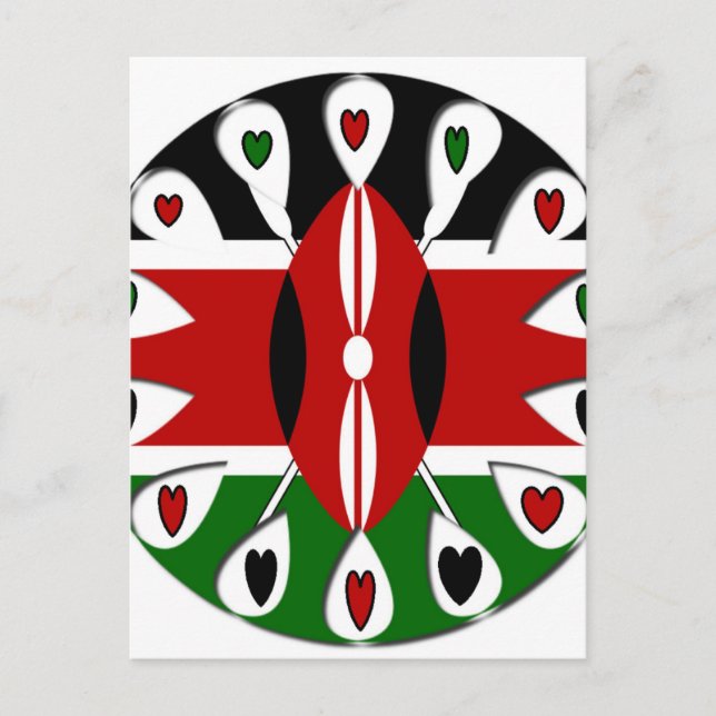 Goda hörningar Kenya: Flagga Art Motif Vykort (Framsida)
