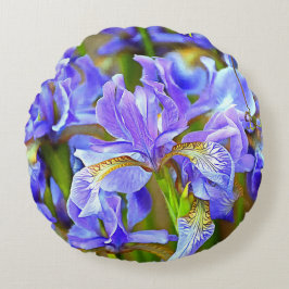 Goda Lila Irises i maj Rund Kudde