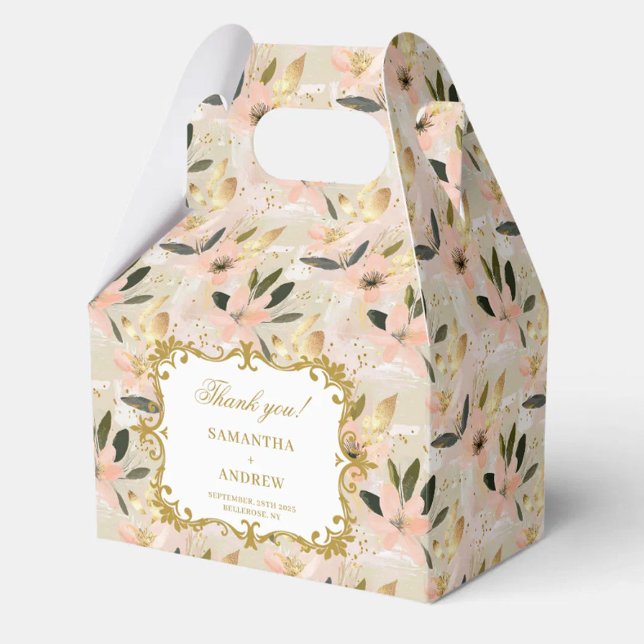 Goda  nyckelrutor för bröllopsfesten Guld Boho Presentaskar (Lovely Blush Gold Boho Wedding Favor Box Keepsakes)