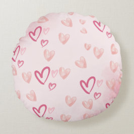 Goda Rosa Hearts Rund Kudde