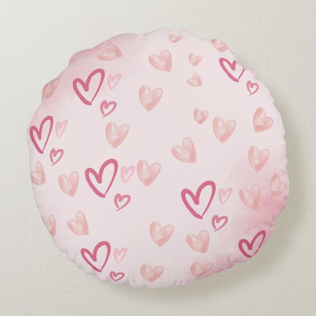 Goda Rosa Hearts Rund Kudde (Baksidan)