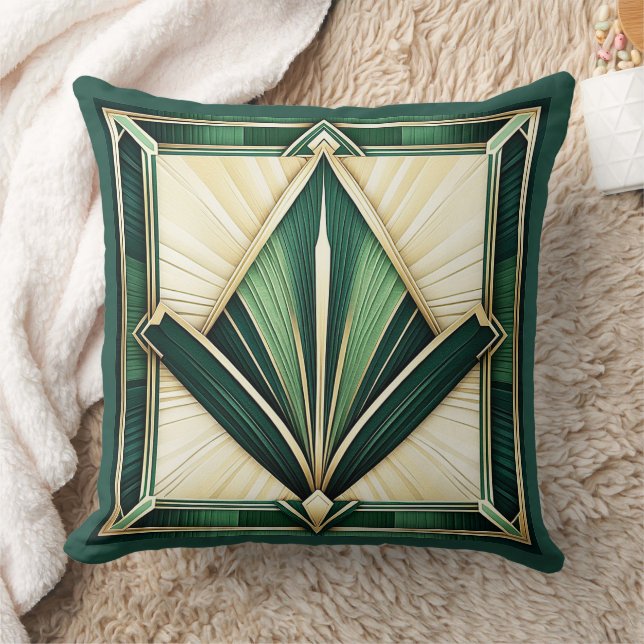 Goda skuggor av Grönt Art Deco Cushion. Kudde (Filt)