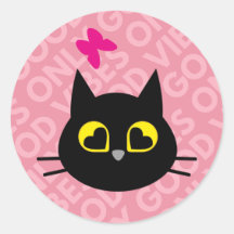 GODA VIBES ENDAST - Lycklig Black Cat Sticker