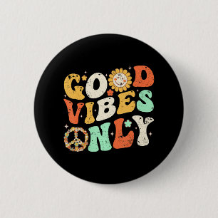 GODA VIBES ENDAST PEACE KÄRLEK 60:s 70:e Tie Dye G Knapp