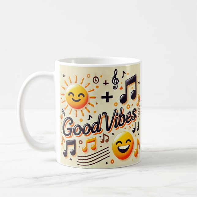 ☀️ + 🎶 = GODA VIBES Mugg (Vänster)