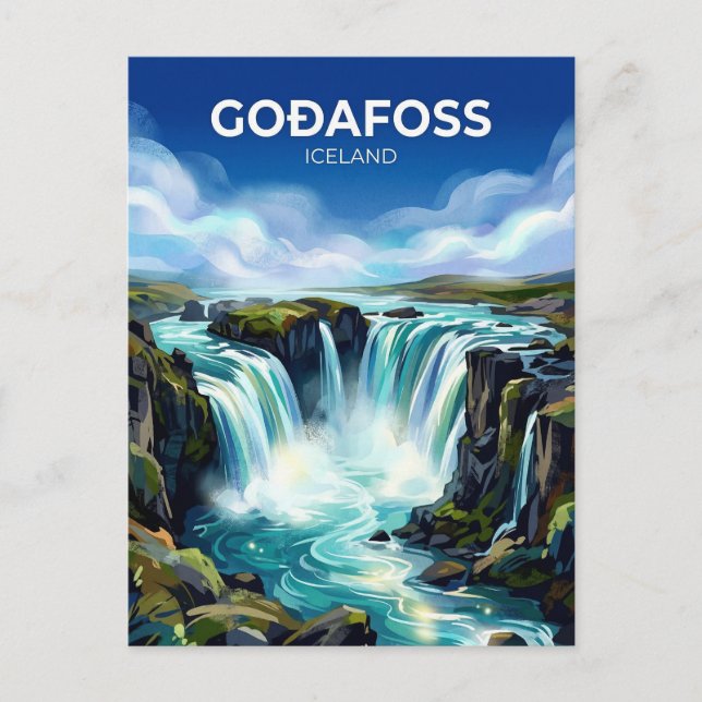 Goðafoss Island Vykort (Framsida)