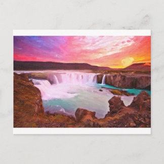 Godafoss, North Island 3 art Vykort