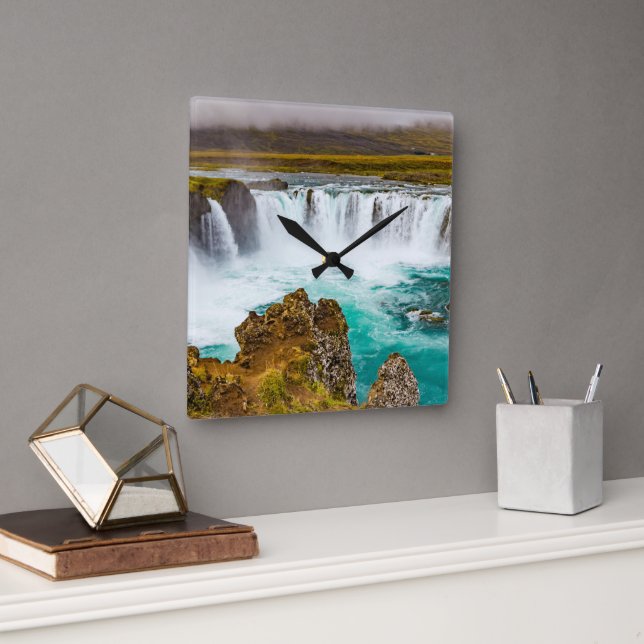 Godafoss vattenfall, Island Fyrkantig Klocka (Kontor)