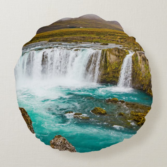 Godafoss vattenfall, Island Rund Kudde (Baksidan)