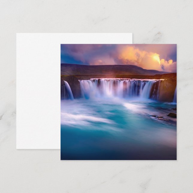 Goðafoss vattenfall Islandien Platt Kort (Fram/baksida)