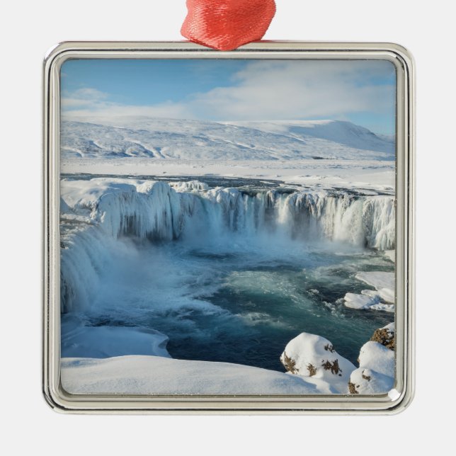 Godafoss vattenfall landskap julgransprydnad metall (Framsidan)