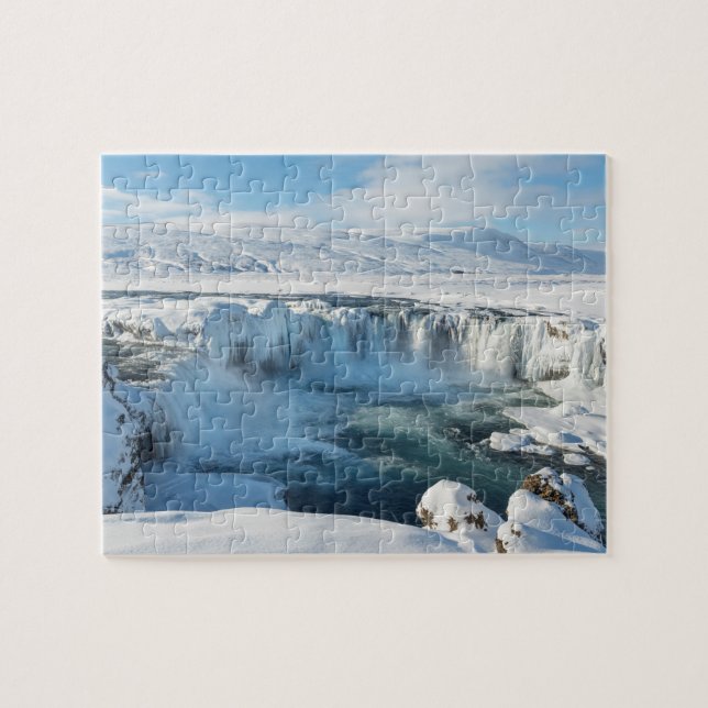 Godafoss vattenfall landskap pussel (Horisontell)