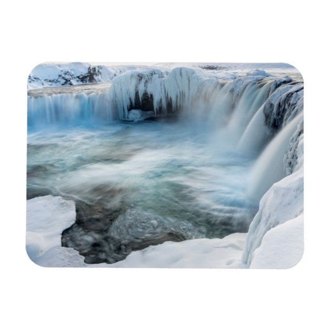 Godafoss vattenfall, vinter, Island 2 Magnet (Horisontell)