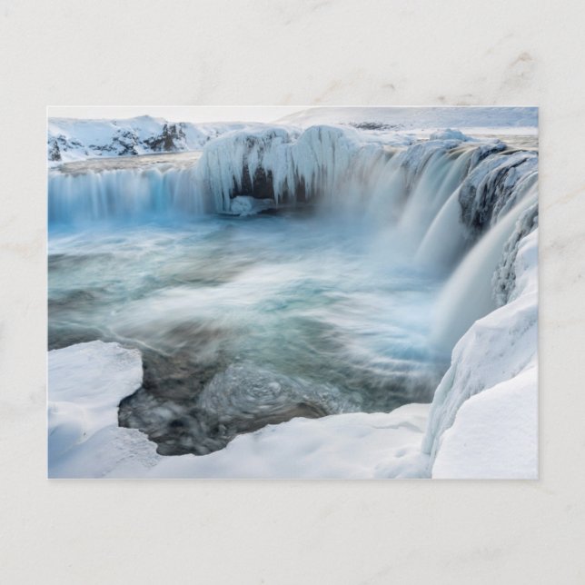 Godafoss vattenfall, vinter, Island 2 Vykort (Framsida)