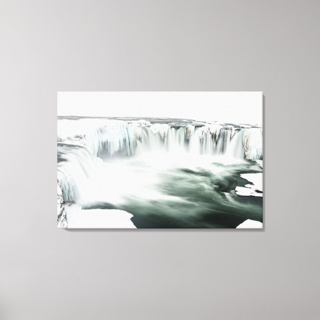 Godafoss vattenfall, vinter, Island 4 Canvastryck (Framsida)