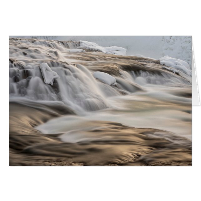 Godafoss vattenfall, vinter, Island Hälsningskort (Framsidan Horizontal)