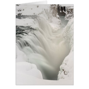 Godafoss vattenfall, vinter, Island Hälsningskort