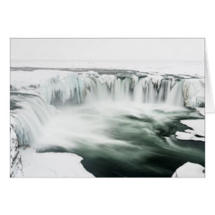 Godafoss vattenfall, vinter, Island Hälsningskort