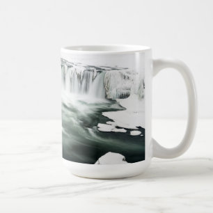 Godafoss vattenfall, vinter, Island Kaffemugg