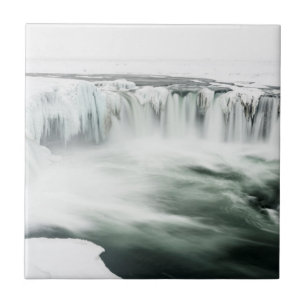 Godafoss vattenfall, vinter, Island Kakelplatta