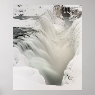 Godafoss vattenfall, vinter, Island Poster