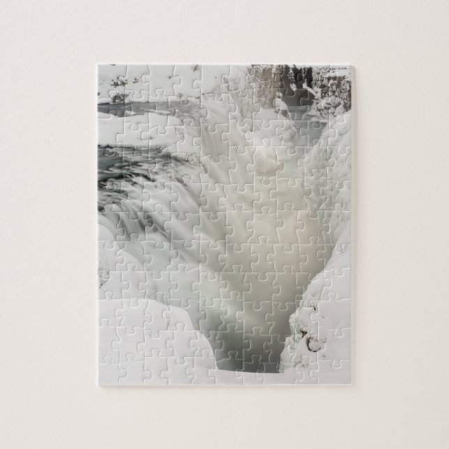 Godafoss vattenfall, vinter, Island Pussel (Vertikal)