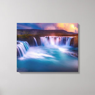 Godafoss Waterfall Island Stretched Kanvastryck