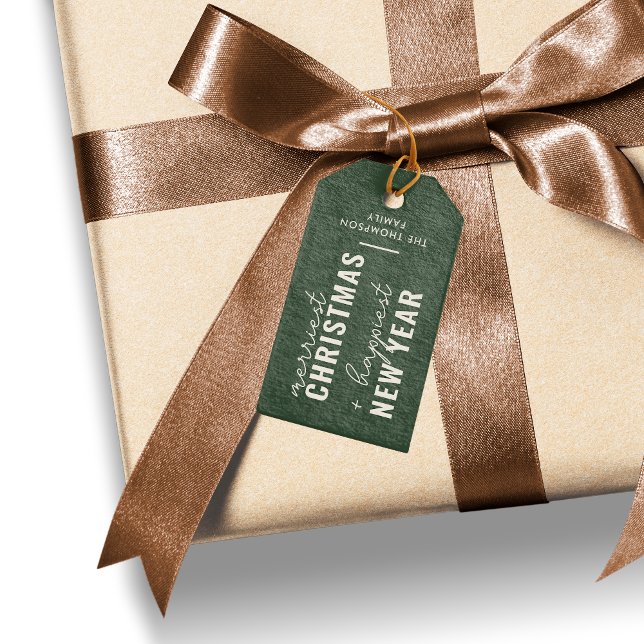 Godaste jul | Modern Chic Boho Mossgrön Presentetikett (Skapare uppladdad)