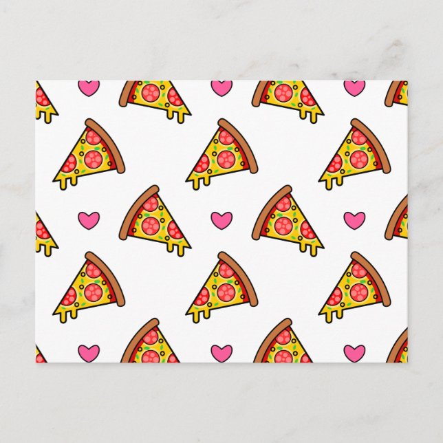 Godbitar Pizza Skivor Mönster Vykort (Framsida)