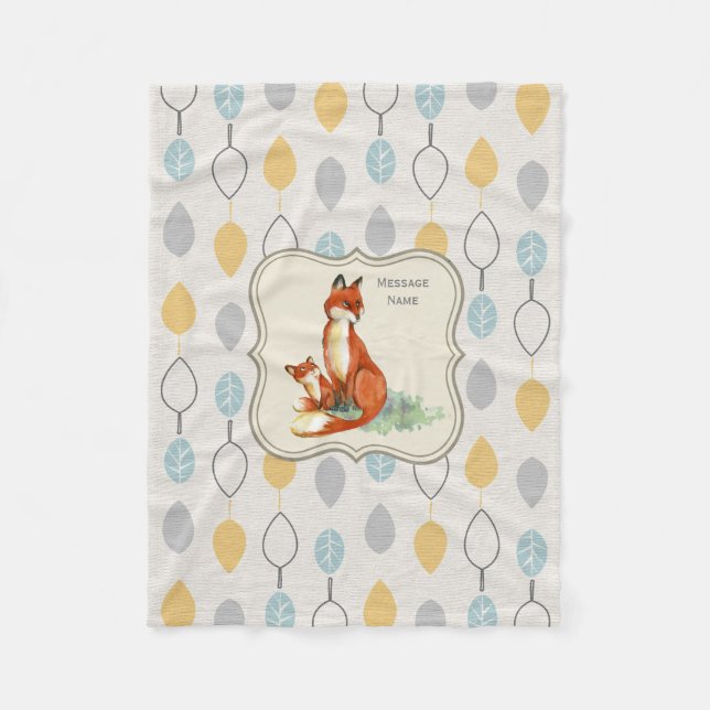 Godchild Gift Idea Personlig Fox Blanket Fleecefilt (Framsidan)
