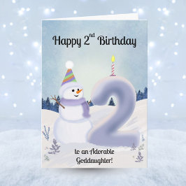 Goddaughter Happy 2nd Birthday Snowman Building Kort