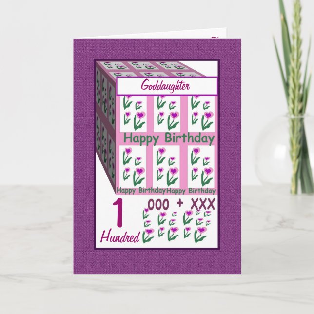 GODDAUGHTER - Lycklig 1:a födelsedagen Kort (Framsida)
