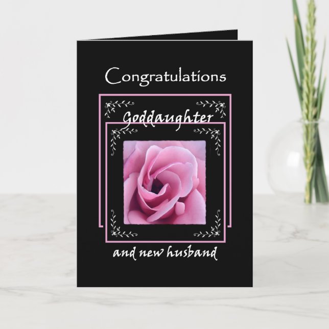 GODDAUGHTERbröllopgrattis - rosa ros Kort (Framsida)