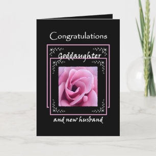 GODDAUGHTERbröllopgrattis - rosa ros Kort